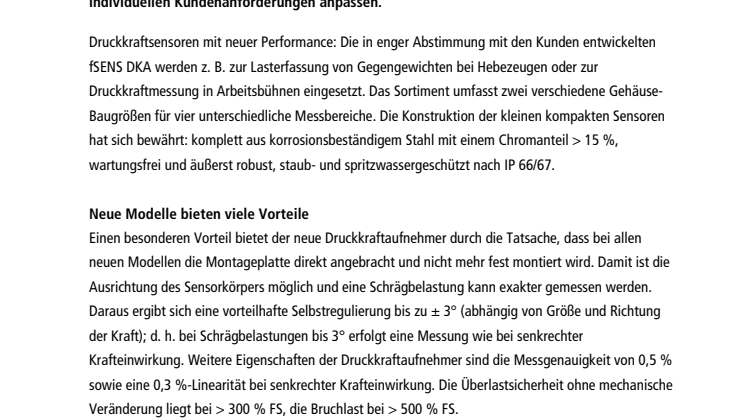 Hirschmann MCS bietet Kraftmesstechnik State of the Art 