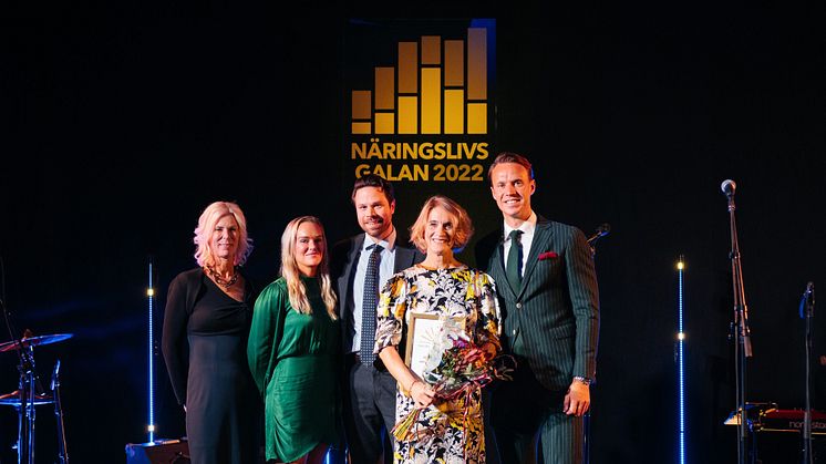 Pernilla Olsen, Ewa Thorsell, Erik Wennberg, Lotta Giesenfeld Boman och Alexander Kercevic på Näringslivgalan 2022