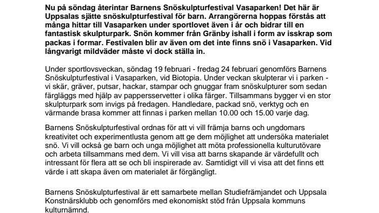 Barnens Snöskulpturfestival 2017 i Uppsala