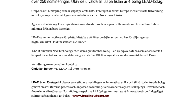 4 LEAD-bolag på 33 listan