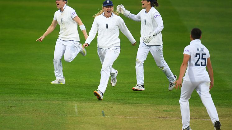 Wong celebrates her second wicket. Photo: Getty Images
