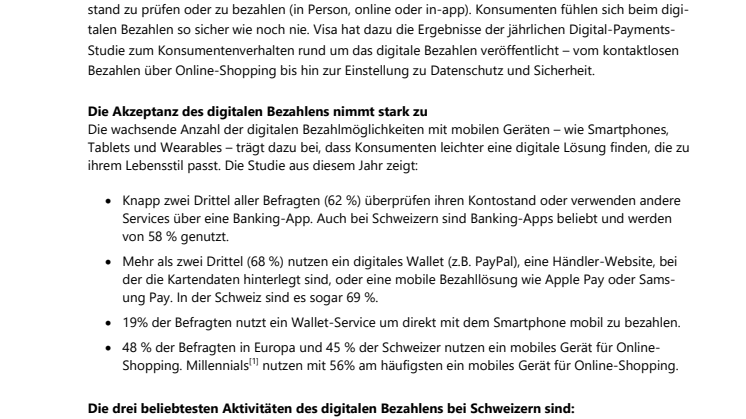 DIGITALES BEZAHLEN  Bereits 78% der Schweizer nutzen ihr Smartphone, um Geld zu verwalten und online oder im Laden zu zahlen