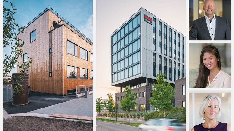 Terje J. Ermesjø finansdirektør/CFO i Höegh Eiendom, Jennifer Lamson Energi- og miljørådgiver i Höegh Eiendom og Tone Lunde Bakker, sjef for Swedbank Norge.