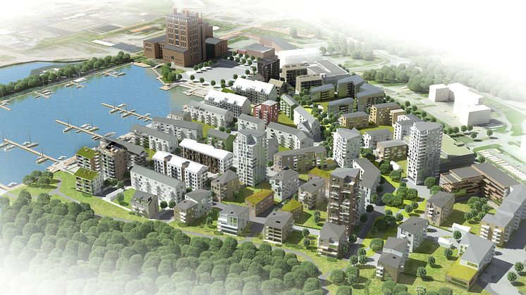 Öster Mälarstrand när etapp 4, Parkstaden, har byggts.
