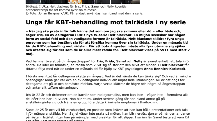 Unga får KBT-behandling mot talrädsla i ny serie