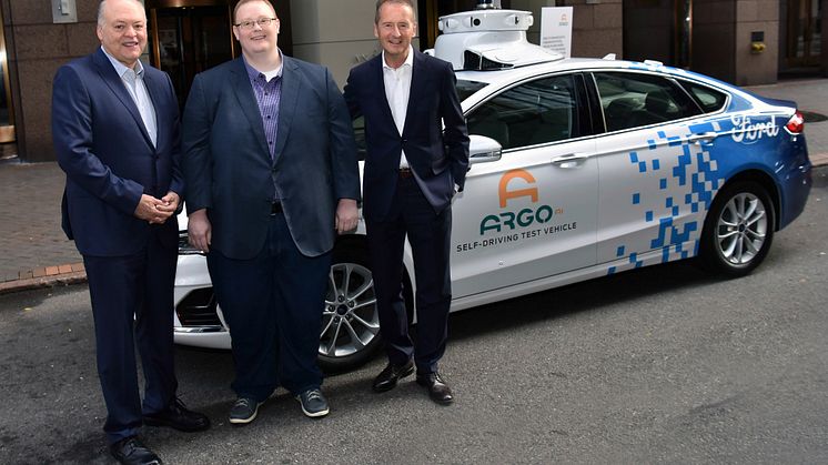 Jim Hackett (Ford), Bryan Salesky (ARGO) og Herbert Diess (Volkswagen)