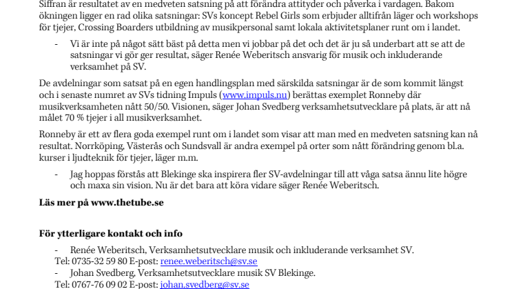 SV:s musikverksamhet lockar tjejer