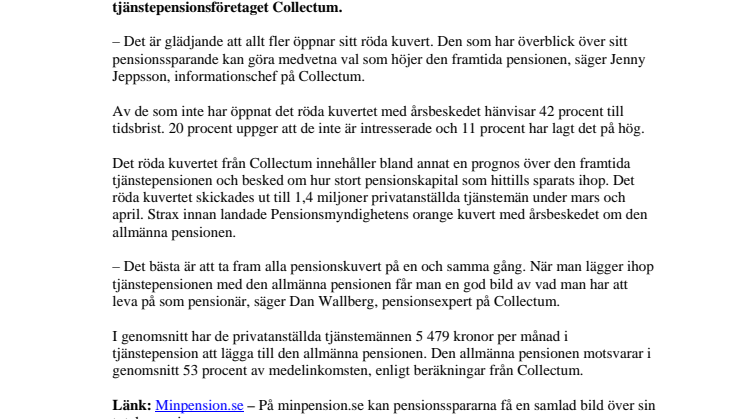 Fler öppnar röda kuvertet med tjänstepensionsbeskedet
