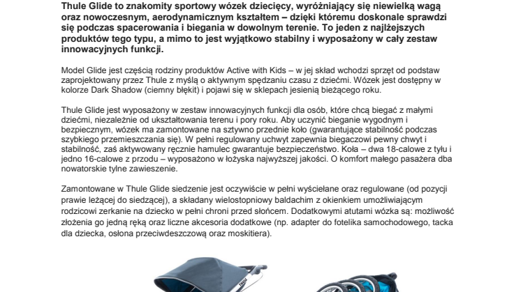 Thule prezentuje wszechstronny sportowy wózek dziecięcy wagi lekkiej - Thule Glide