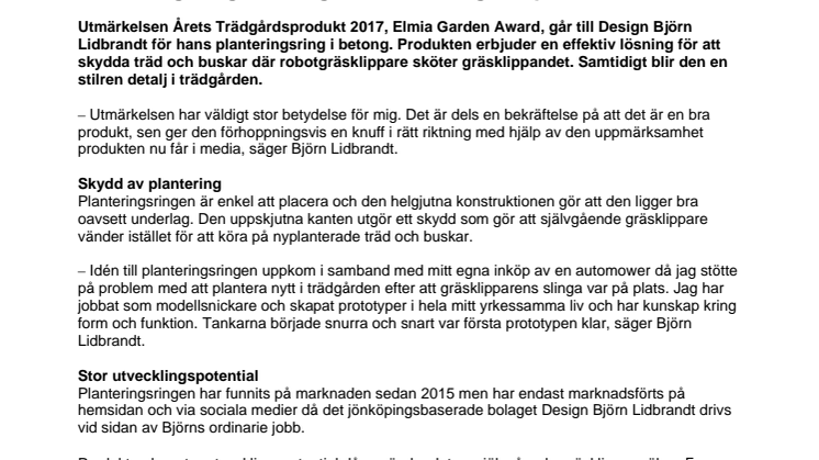 Planteringsring i betong är Årets Trädgårdsprodukt 2017