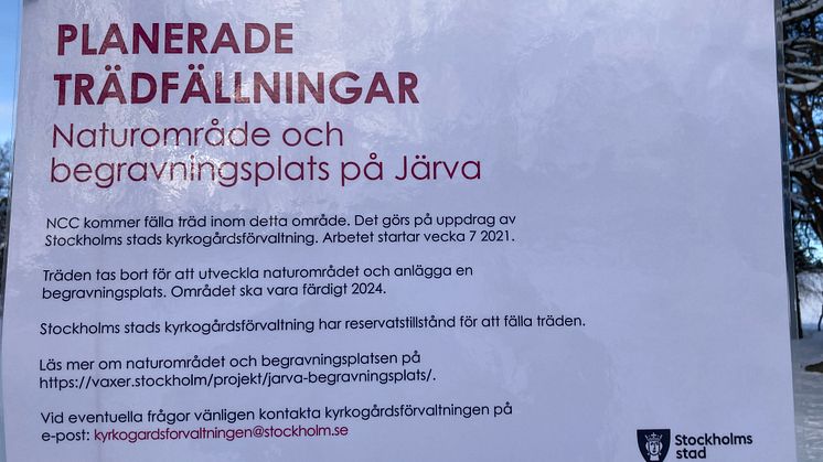 Kyrkogårdsförvaltningen hävdar att den utvecklar ett naturområde genom att avverka skog och anlägga bilvägar, begravningskvarter och byggnader