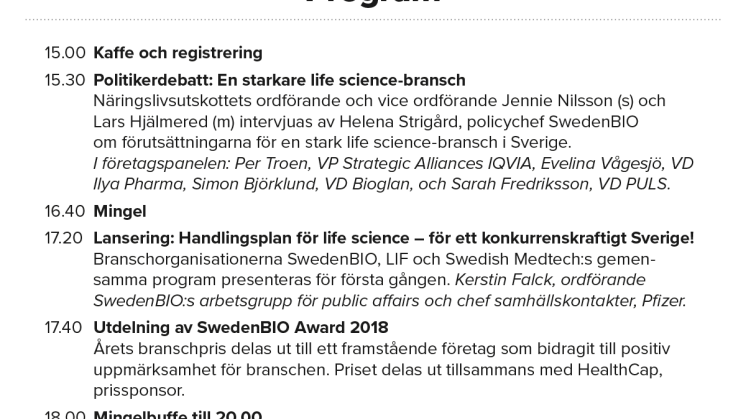 Program SwedenBIO Opinion