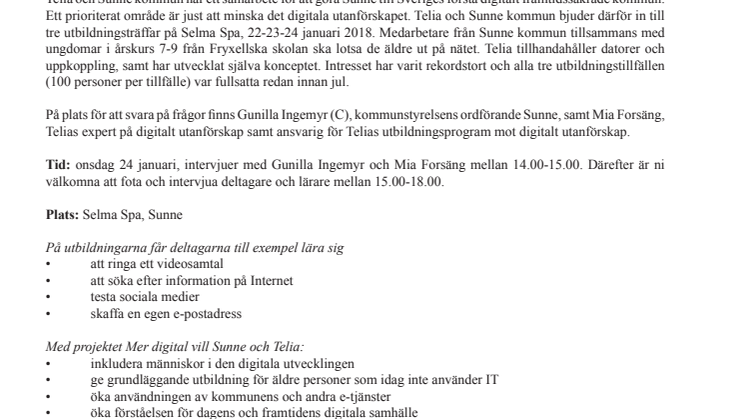 Sunne och Telia först med nytt koncept mot digitalt utanförskap