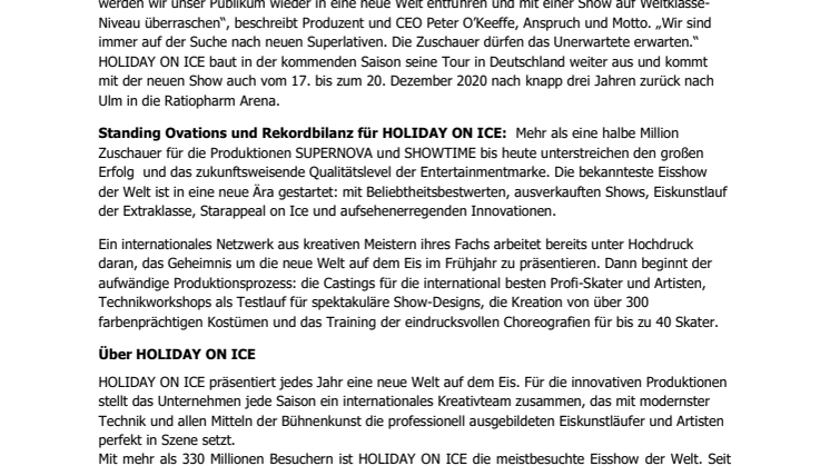 HOLIDAY ON ICE kommt mit brandneuem Show-Erlebnis nach Ulm