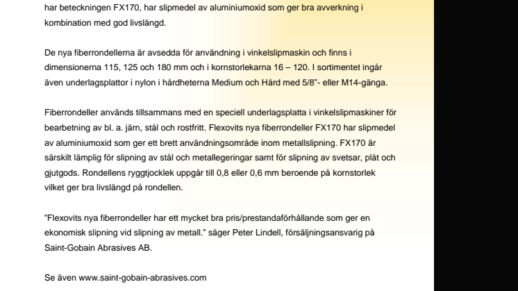 Flexovit lanserar nya fiberrondeller