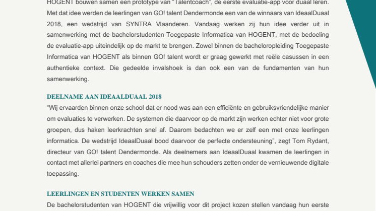 Leerlingen en studenten ontwerpen samen eerste evaluatie-app voor Duaal Leren