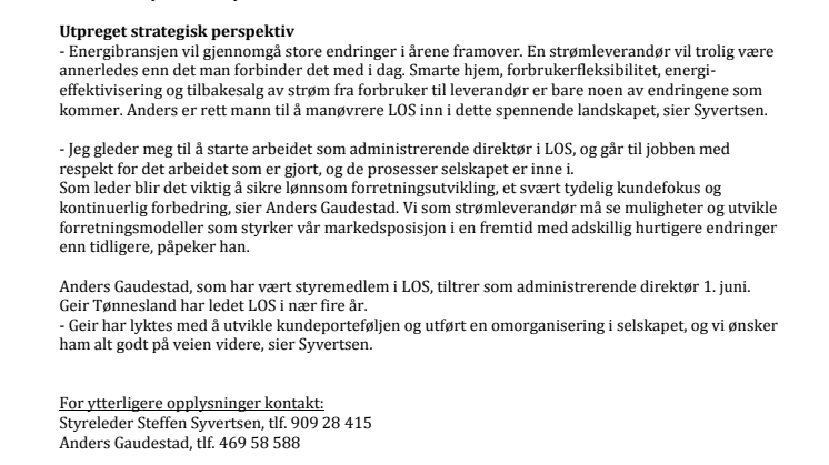 Ny daglig leder i LOS
