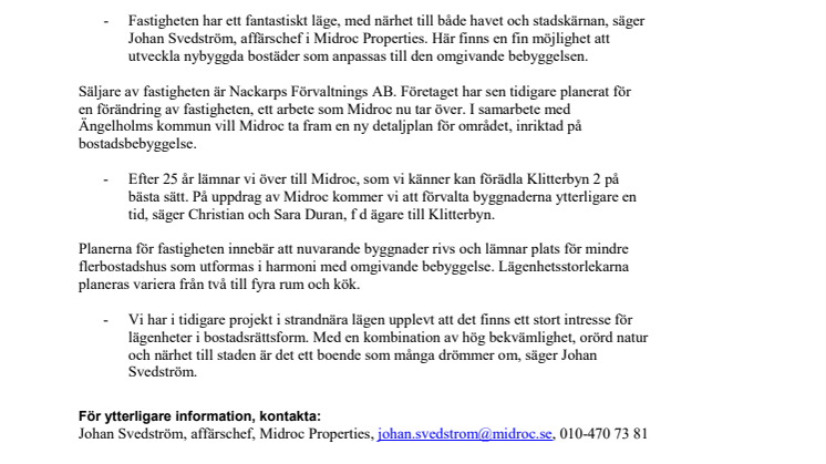 Midroc köper strandnära fastighet i Ängelholm