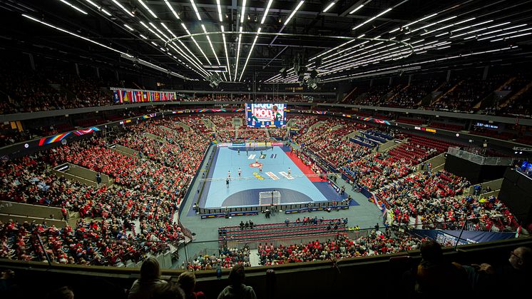 Handbolls-EM för herrar som spelades på Malmö Arena i januari 2020 var det sista stora internationella evenemang som genomfördes i Skåne innan pandemin slog till. Men nu vänder det igen för Skånes arenor och kongressanläggningar.Foto: Bobby Bannister