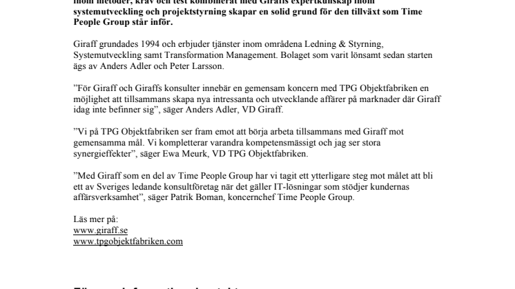 Time People Group växer med Giraff