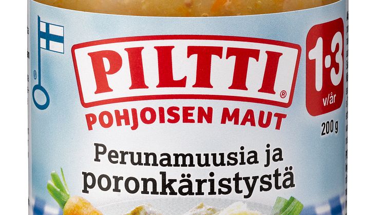 Piltti Pohjoisen Maut: Perunamuusia ja poronkäristystä, 1-3 v.