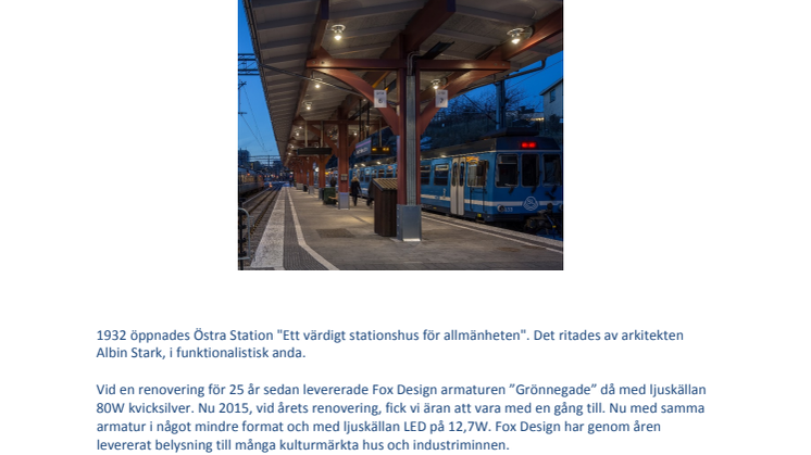 Ny belysning på Östra Station