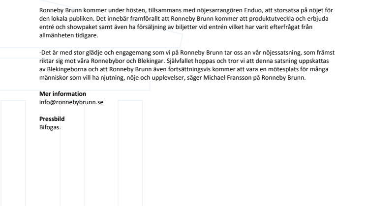 Ronneby Brunn storsatsar för den lokala nöjespubliken