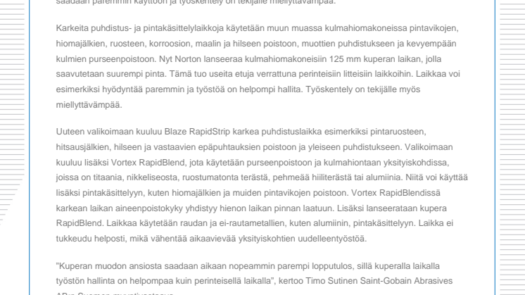 Kuperat karkeat puhdistuslaikat ja pintakäsittelylaikat