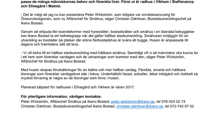 Ikano Bostad bygger smarta småhus för hållbara städer
