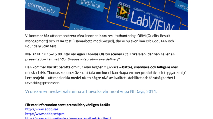 Besök AddQ Consulting på NI Days i Stockholm den 11 november!