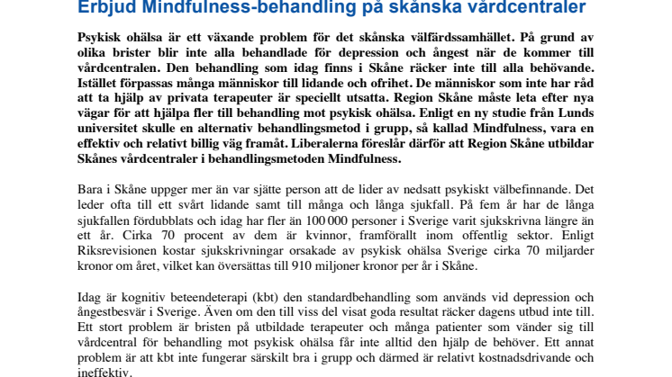 L: Erbjud mindfulness på Skånes vårdcentraler