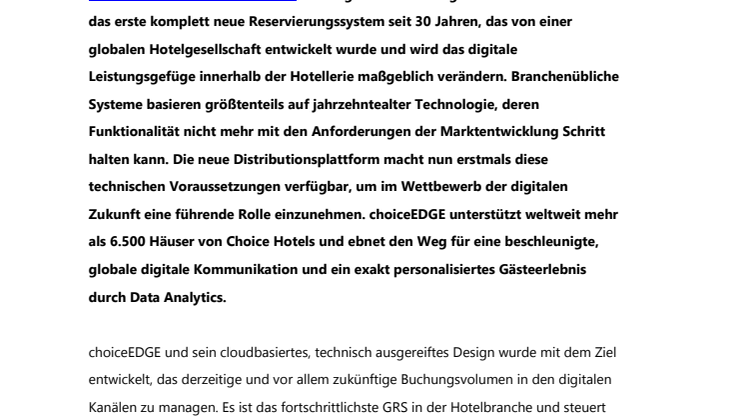 Meilenstein der Hospitality-Branche: Choice Hotels führt neu entwickeltes Reservierungssystem ein
