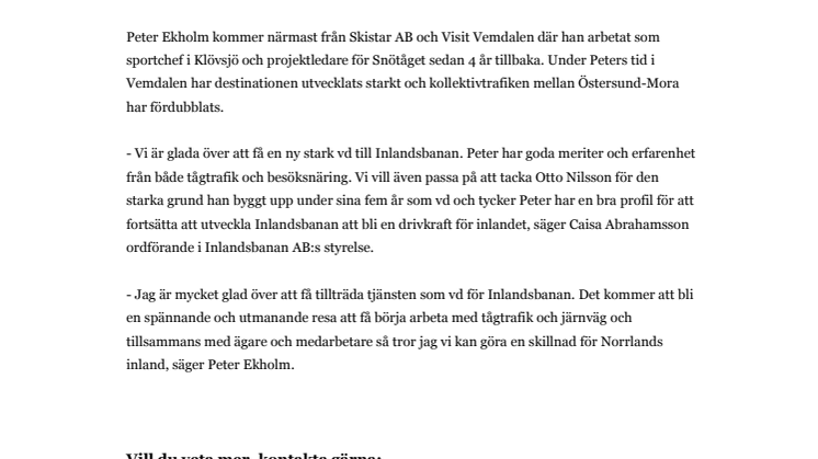 Ny vd för Inlandsbanan
