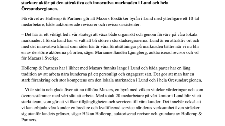 Mazars blir ännu starkare i Öresundsregionen