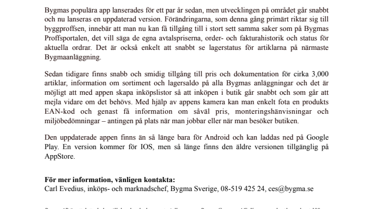  Med supporten på fickan – Bygma lanserar uppdaterad app
