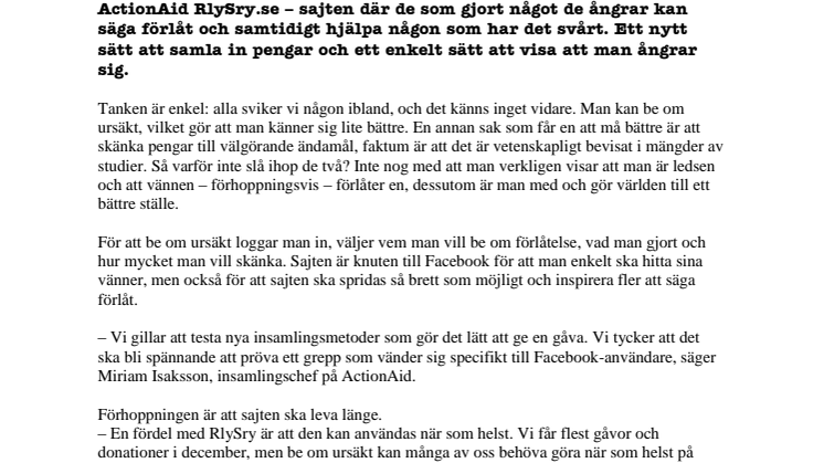 RlySry.se – säg förlåt och gör världen lite bättre