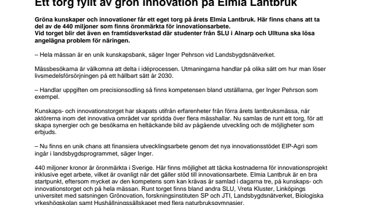 Ett torg fyllt av grön innovation på Elmia Lantbruk