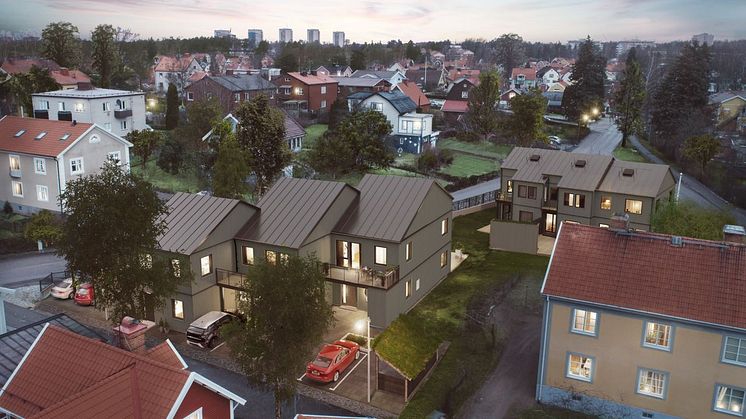 Hammarskaftet blir sex charmiga radhus i hjärtat av Hemdal. 