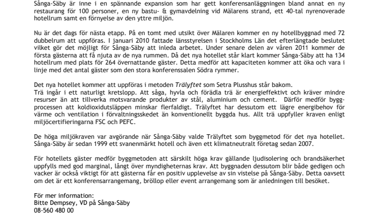 Klart för nytt hotell på Sånga-Säby
