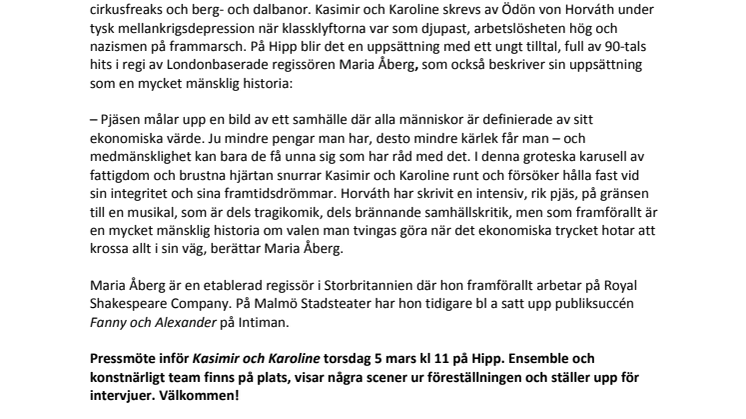 Pressmaterial till Kasimir och Karoline