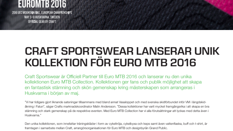 Euro MTB i Huskvarna får egen cykelkollektion
