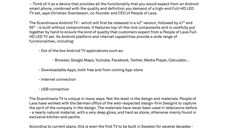 Swedish manufacturer launches world’s first Android TV