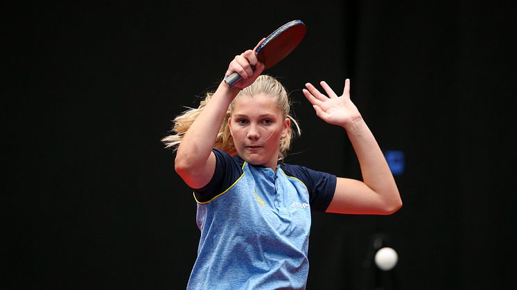 Agnes Svensson, en möjlig representant vid Ungdoms-EM 2023, under WTT-tävlingen i Helsingborg, augusti 2022. Foto: Linda Carlsson