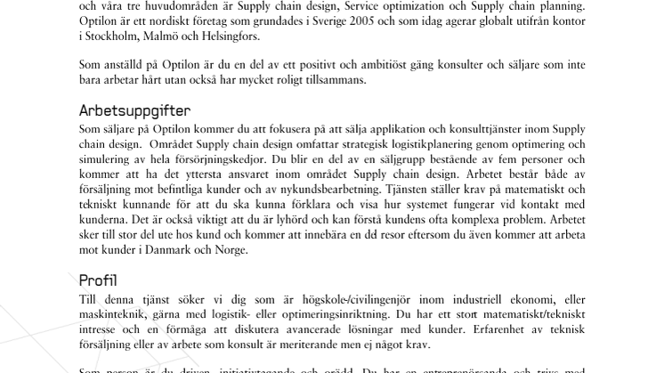 Optilon söker säljare/account manager
