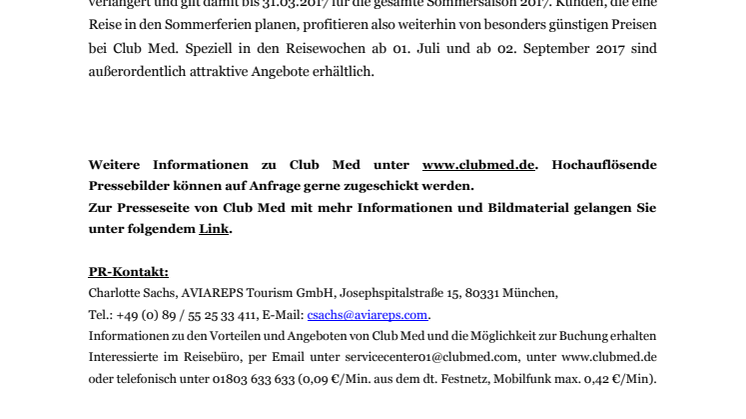 Club Med Schnellbuchervorteil wird verlängert