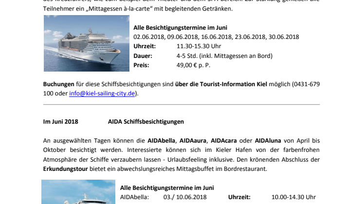 Veranstaltungen im Juni 2018