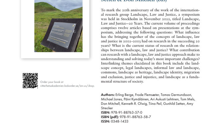 Book news Landscape, law and justice