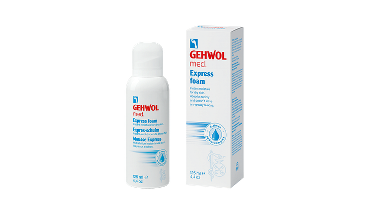 GEHWOL med Express Care Foam: noticeably well groomed instead of dry feet - HydroBoost provides immediate moisture care