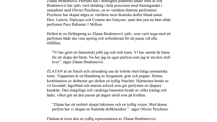 Zlatan Ibrahimović Parfums lanserar sin första parfym – ZLATAN