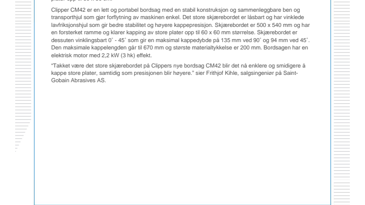Clipper lanserer ny bordsag 